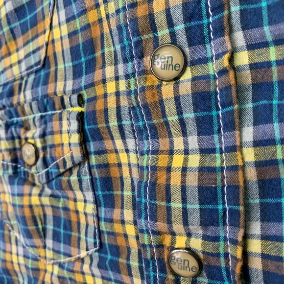 Genuine Kids Boys 2T Pearl Snap Tyle Western Shirt Short Sleeve Cotton Plaid - Picture 3 of 6